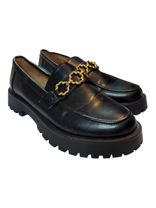 Sam & Libby Shoes - Sam & Libby Black Platform Loafers Gold Chain Detail Chunky Lug Sole Women’s 9